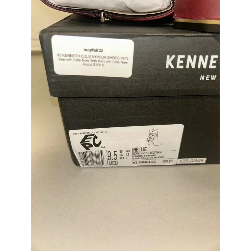 Kenneth Cole Nellie Oxblood Leather Ankle‎ Boots Harness Buckle Block Heel 9.5M